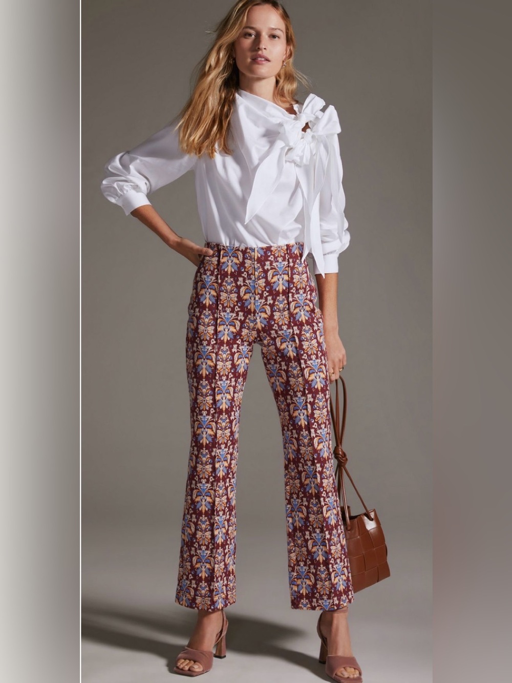 Anthropologie Maeve Margot Kick Flare Cropped Patterned Pants Medium Tall MT